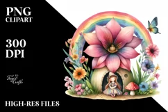 Fairy House Colorful Rainbow Bird | Sublimation | Clipart Product Image 1