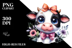 Funny Cow with Bow and Tie, PNG Product Image 2