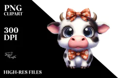 Expressive Cow with Bow Tie PNG Product Image 2