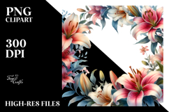 Vibrant Floral Frame | Small Lily | Clipart Product Image 2