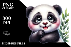 aCute Energetic Panda with Big Eyes, PNG Product Image 2