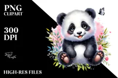 aCute Energetic Panda with Big Eyes, PNG Product Image 2