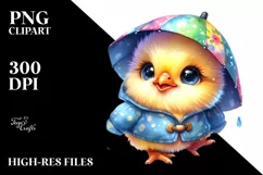Vibrant Cute Baby Chicken in Raincoat | Sublimation Clipart Product Image 1