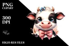 Funny Happy Cow with Bow and Tie PNG Product Image 2