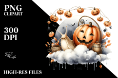 Snail Dressed for Halloween on Cloud PNG Product Image 2