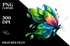 Abstract Vibrant Plant Leaves Butterfly PNG Product Image 1