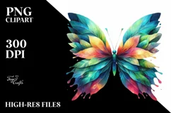 Abstract Vibrant Plant Leaves Butterfly PNG Product Image 1