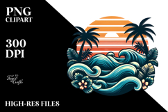 Retro Tropical Waves PNG Product Image 2