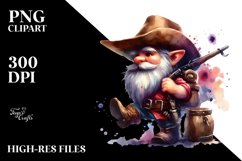 Vibrant Washed Cowboy Gnome, PNG Product Image 3