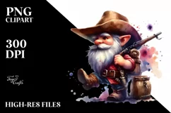Vibrant Washed Cowboy Gnome, PNG Product Image 3
