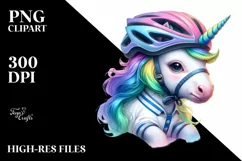 Baby Unicorn with Cyclist Helmet PNG Product Image 3