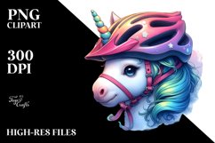 Baby Unicorn in Cyclist&#039;s Helmet PNG Product Image 1