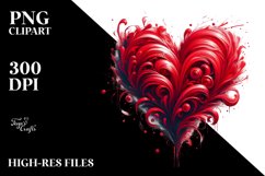 Red Paintbrush Style Heart Digital Painting PNG Product Image 2