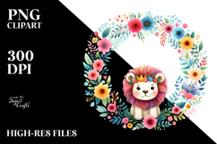 Colorful Lion Floral Frame Product Image 2