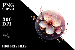 Abstract Cherry Blossom with Golden Insertions PNG Product Image 2