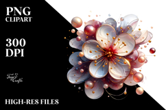 Abstract Cherry Blossom with Golden Insertions PNG Product Image 2