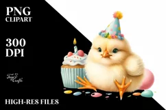 Cute Baby Chicken with Party Hat PNG Product Image 3