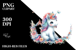Baby Unicorn with Village Square PNG Product Image 2