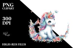 Baby Unicorn with Village Square PNG Product Image 3