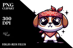 Serious Puppy with Bandana PNG Product Image 2