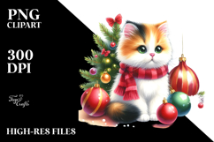 Watercolor Cat with Christmas Decorations Product Image 2