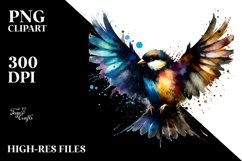 Grungy Bird with Splashes PNG Product Image 2