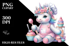 Colorful Baby Unicorn Bakery PNG Product Image 2