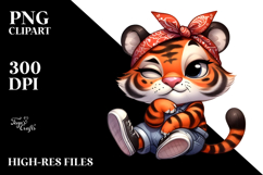 Silly Cartoon Tiger with Bandana PNG Product Image 2