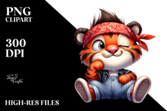 Silly Cartoon Tiger with Bandana PNG Product Image 2
