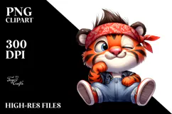 Silly Cartoon Tiger with Bandana PNG Product Image 2