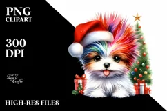 Vibrant Puppy with Santa Hat, Transparent PNG Product Image 3