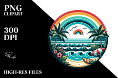 Vintage Tropical Beach Sunset PNG Product Image 2