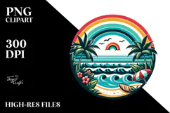 Vintage Tropical Beach Sunset PNG Product Image 2