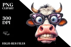 Cow Crazy Funny Cow Portrait with Big Teeth Clipart Product Image 3