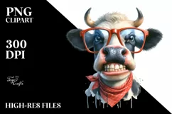 Cow Watercolor Funny Cow with es | Clipart Product Image 3