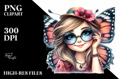 Funny Butterfly Portrait | Watercolor Clipart Product Image 1