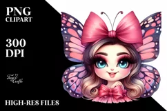 Funny Cute Butterfly Portrait | Sublimation Clipart Product Image 1