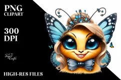 Funny Cute Butterfly Portrait | Sublimation Clipart Product Image 1