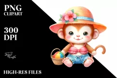 Colorful Cute Baby Monkey Sublimation Clipart Product Image 1