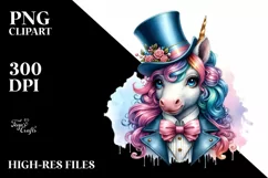 Baby Unicorn in Top Hat PNG Product Image 1