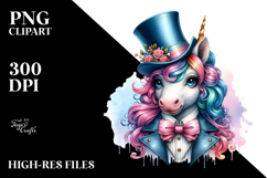 Baby Unicorn in Top Hat PNG Product Image 2