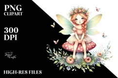 Whimsical Fairy with Paint-Like Bird PNG Product Image 2