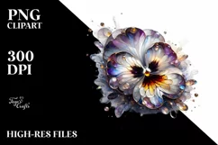 Abstract Glossy Pansy Watercolor Clipart Product Image 3