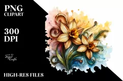 Abstract Wooden Narcissus Clipart Product Image 1