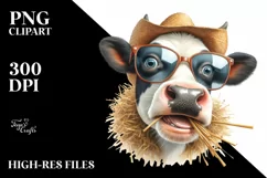 Cow Watercolor Cow with Sunglasses | Clipart Product Image 3