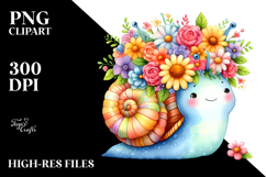 Cartoon-Style Watercolor Snail, Transparent PNG Product Image 2