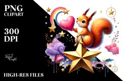 Colorful Squirrel Heart, PNG Product Image 2
