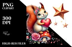 Colorful Watercolor Squirrel on Star, PNG. Product Image 2