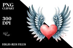 Washed Wings Heart Design, PNG Product Image 2