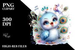 Energetic Baby Peacock Singer PNG Product Image 2